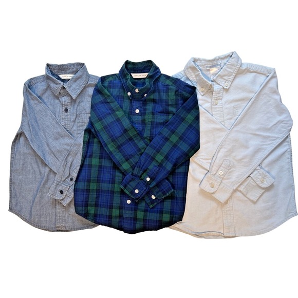 Janie and Jack Other - Lot of 3 Janie & Jack Boys' Button Down Shirts 4 5 Denim Plaid Long Sleeves